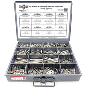 1/4"-28 Fine 18-8 Stainless Steel Hex Cap Screws, Nuts, & Washers - 575 PCS