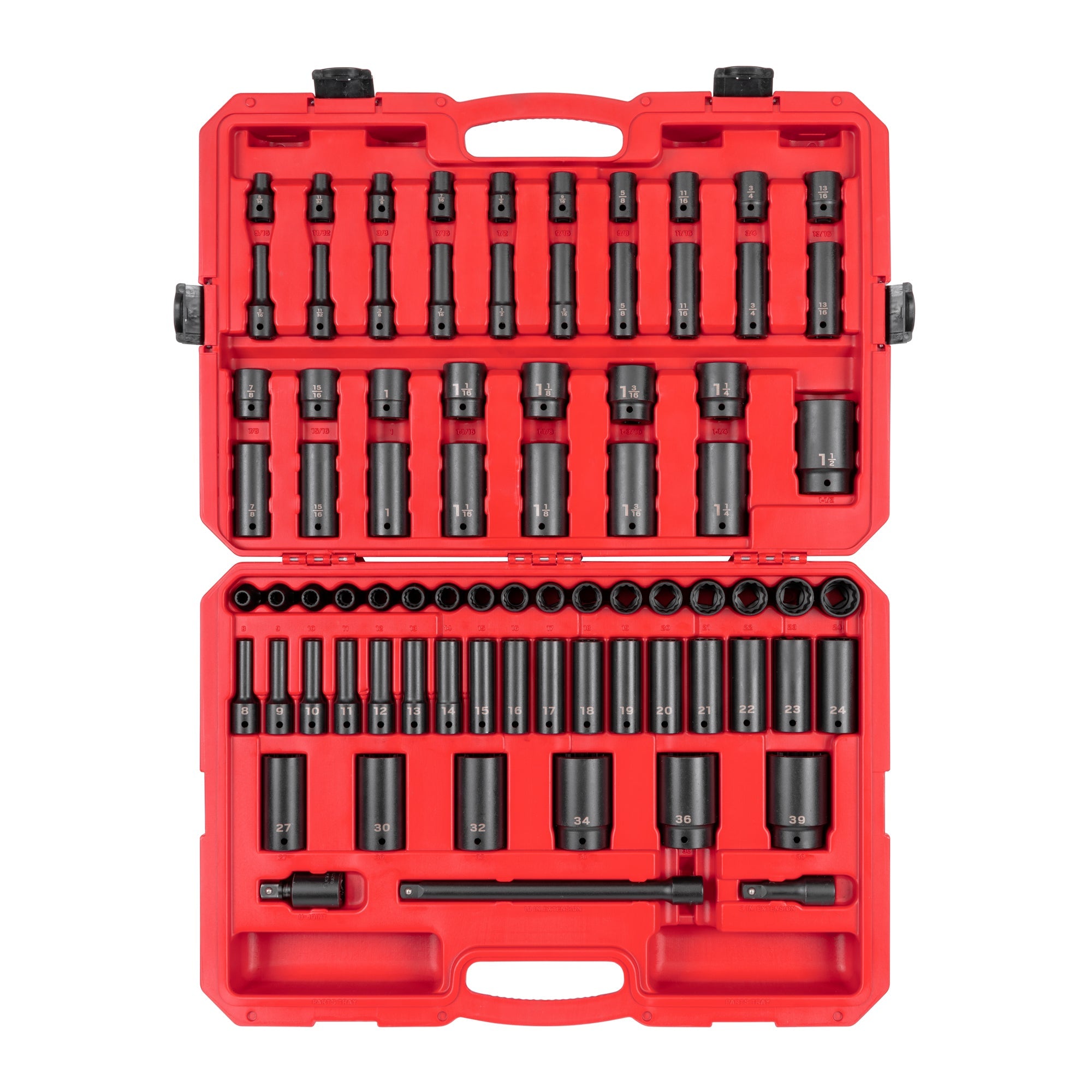 1/2 Inch Drive Shallow and Deep 12-Point Impact Socket Set with Case, 78-Piece (5/16 - 1-1/2 in., 8-39 mm)
