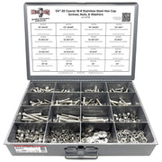 1/4"-20 Coarse 18-8 Stainless Steel Hex Cap Screws, Nuts, & Washers - 1149 PCS