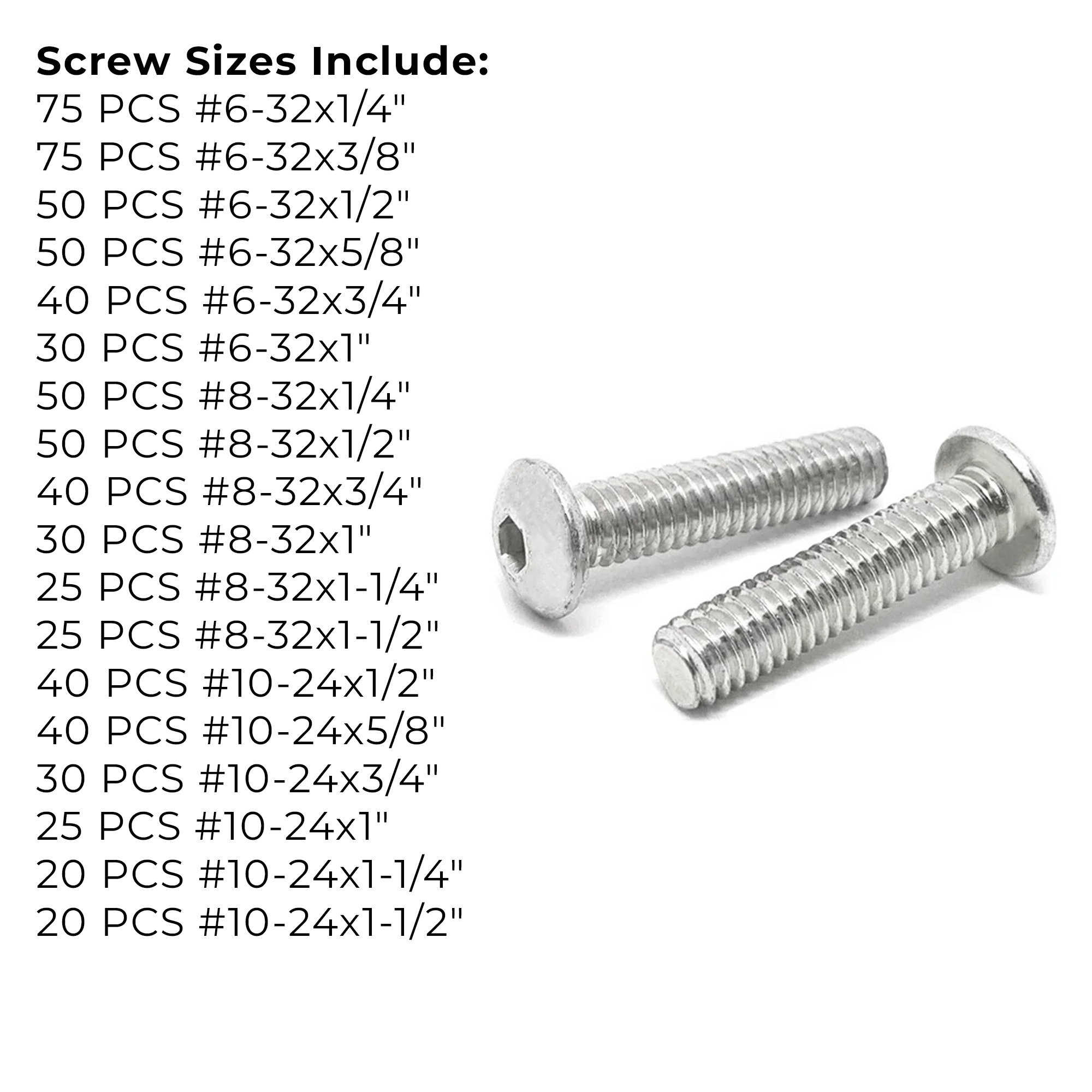 Assortment Kit #609 (716Pcs.)  Small Inch 18-8 Stainless Steel Button Socket Cap Screws #6 #8 #10