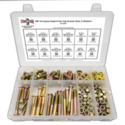 Assortment Kit #617 (220Pcs.) 3/8"-16 Grade 8 Hex Cap Screws, Grade 8 Hex & Nylon Nuts, Grade 8 Flat & Lock Washers - Zinc Yellow