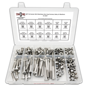 Assortment Kit #637 (220Pcs.) 3/8"-16, 18-8 (304) Stainless Steel Hex Cap Screws, Hex & Nylon Nuts, Flat & Lock Washers