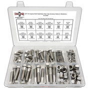 Assortment Kit #639 (109Pcs.) 1/2"-13, 18-8 (304) Stainless Steel Hex Cap Screws, Hex & Nylon Nuts, Flat & Lock Washers
