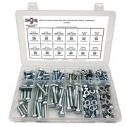Assortment Kit #642 (210Pcs.) M10-1.5 Class 10.9 Hex Cap Screws, Hex & Nylon Nuts, Flat & Lock Washers - Zinc Plated