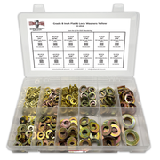 Assortment Kit #646 (355Pcs.) Grade 8 Inch Flat & Lock Washers - Zinc & Yellow Plated