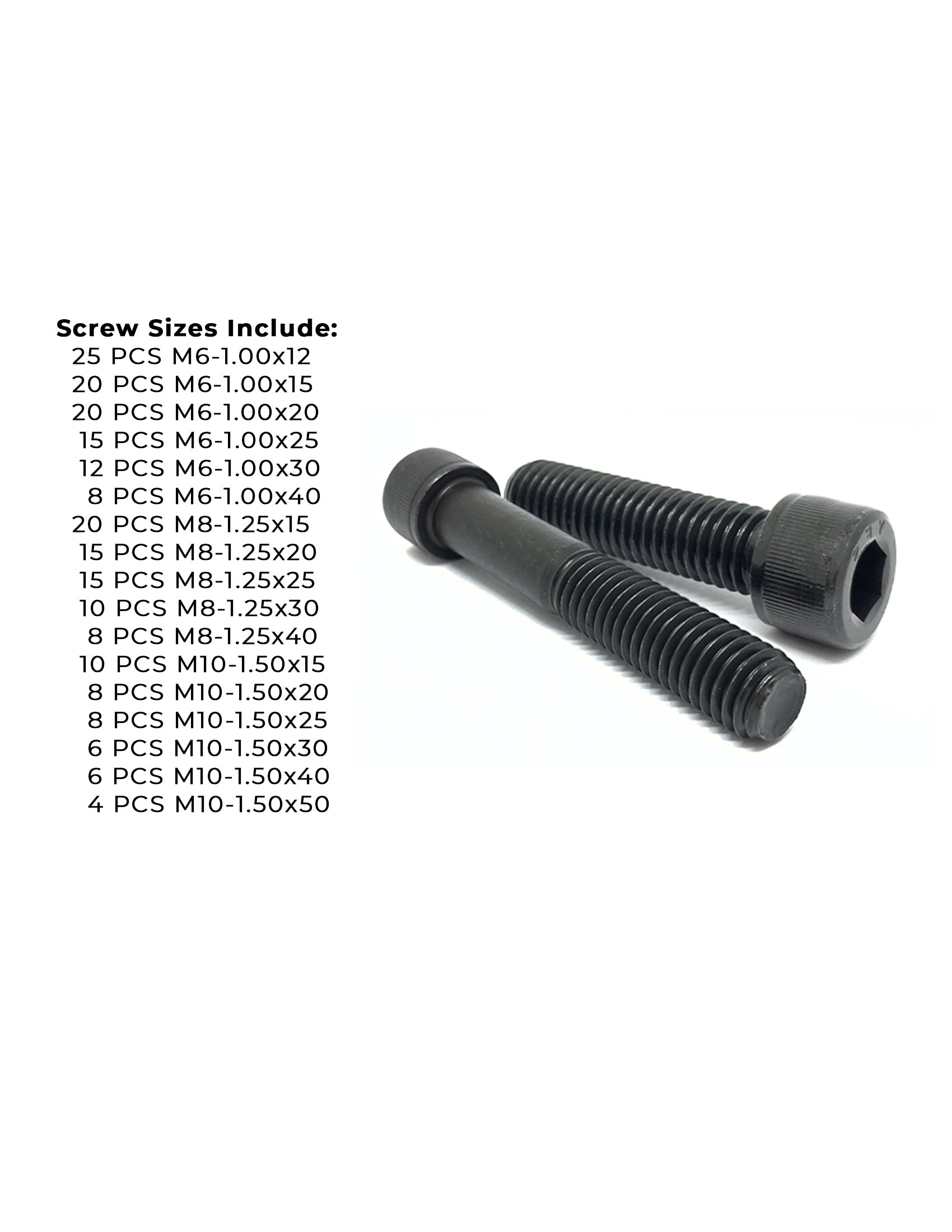 Metric 12.9 Alloy Allen Socket Head Cap Screws Bolts Black Oxide Assortment - 211 PCS