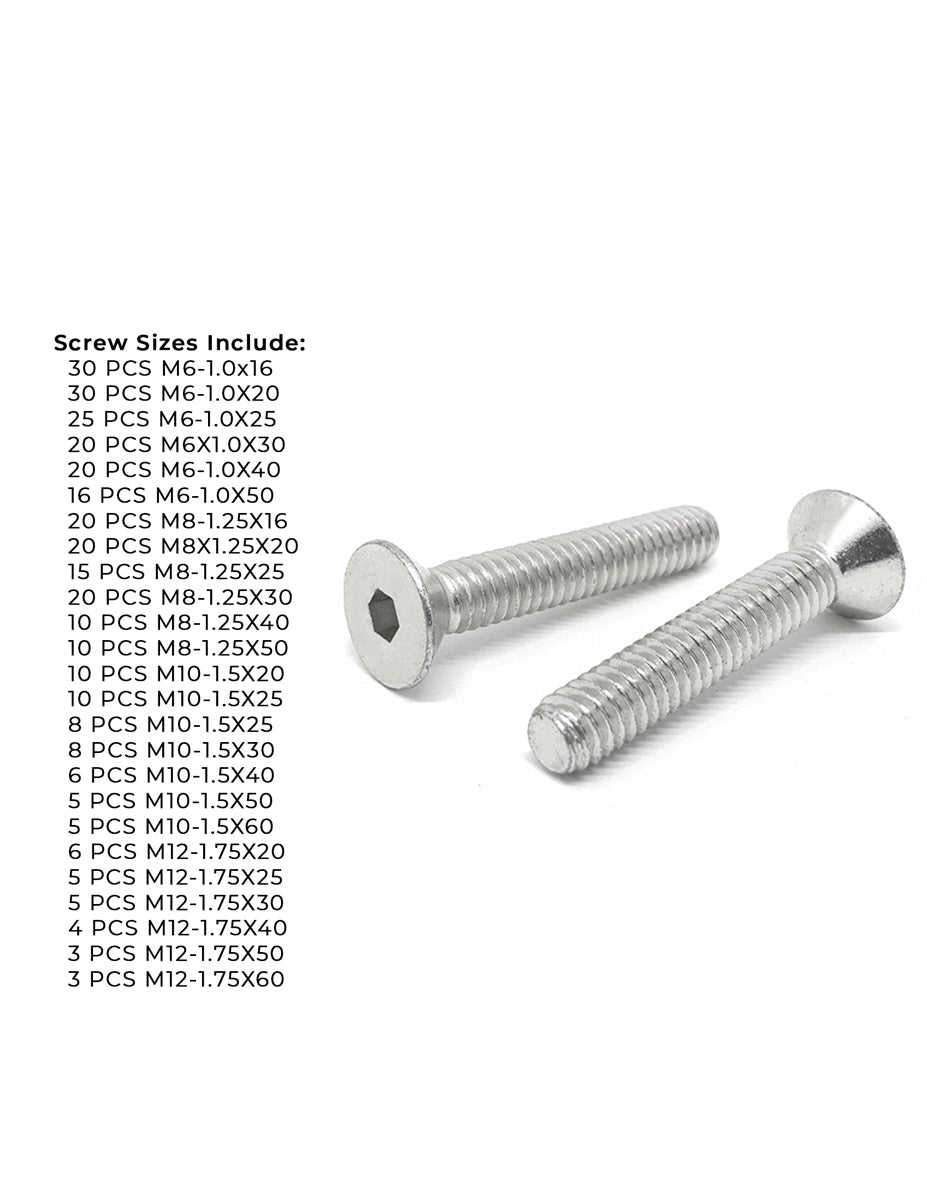 Metric A4-70 Stainless Steel Flat Socket Screws - 305 PCS