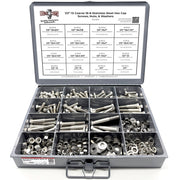 1/2"-13 Coarse 18-8 Stainless Steel Hex Cap Screws, Nuts, & Washers - 249 PCS