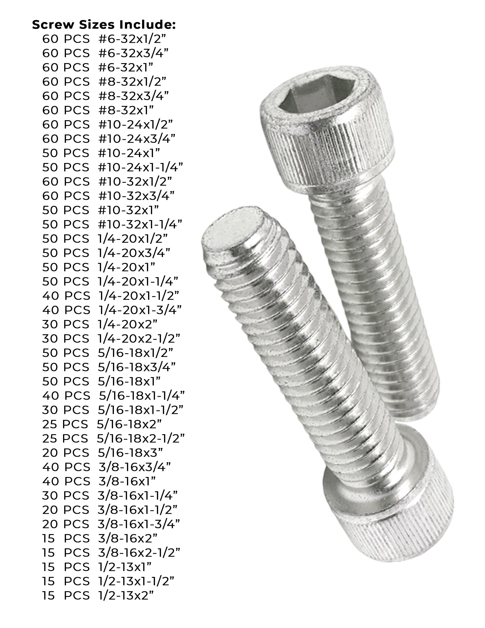 Stainless Steel Socket Head Cap Screws - 1655 PCS