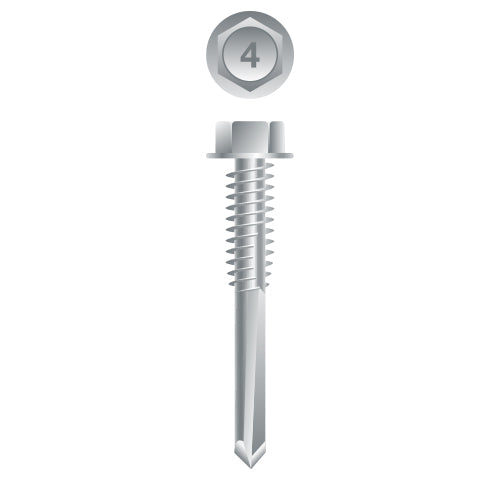 #12 Strong-Point Hex Washer Head 12-24 x 1-1/4, 410 Stainless Steel