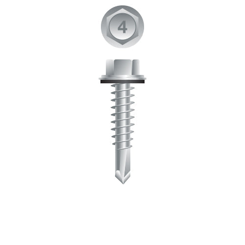 #12 Strong-Point Hex Washer Head w/Washer 12-14 x 1-1/4, 410 Stainless Steel