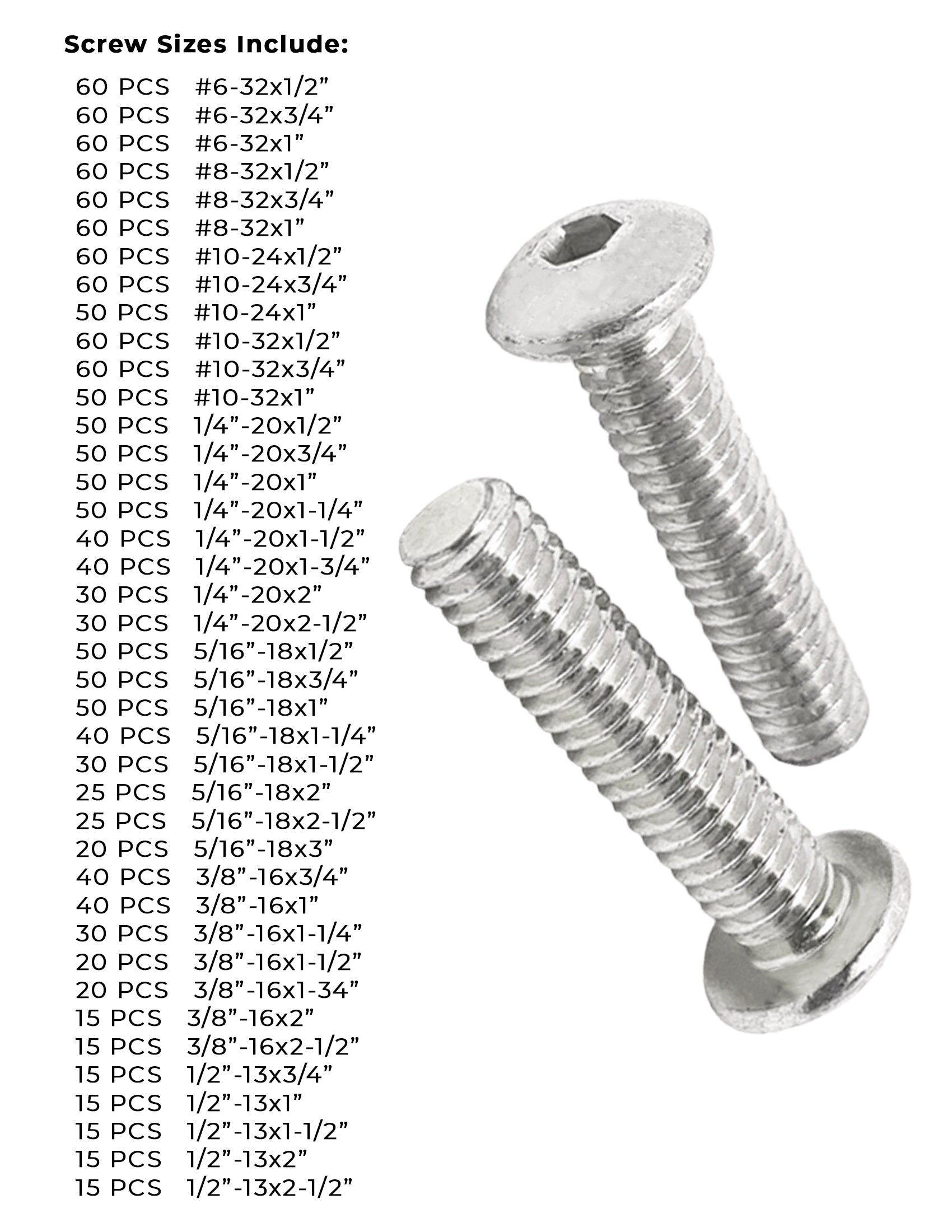 316 Stainless Steel Button Socket Head Cap Screws - 1586 PCS
