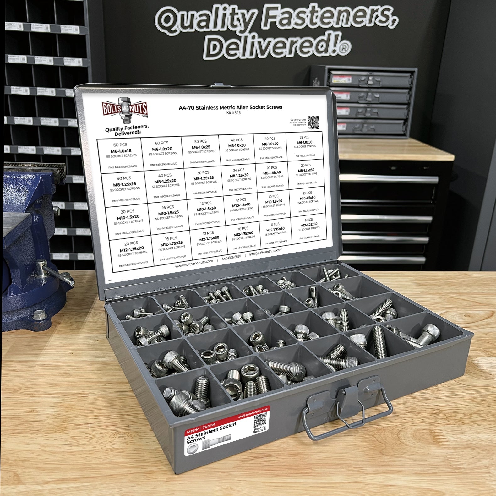 Metric A4 Stainless Steel Allen Socket Head Cap Screws Bolts Assortment - 611 PCS