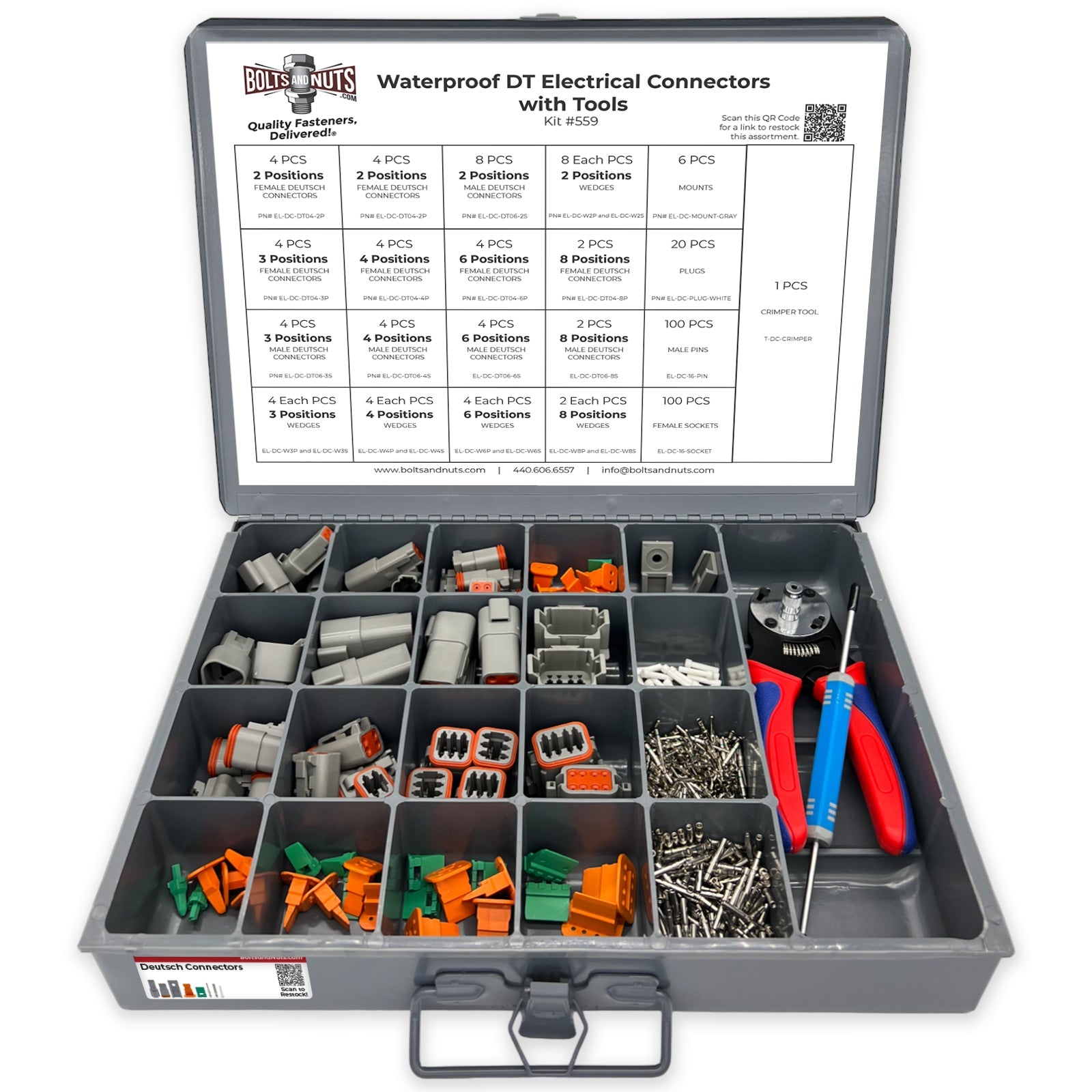Waterproof DT Pin Electrical Connectors Assortment with Tools - 263 Pieces