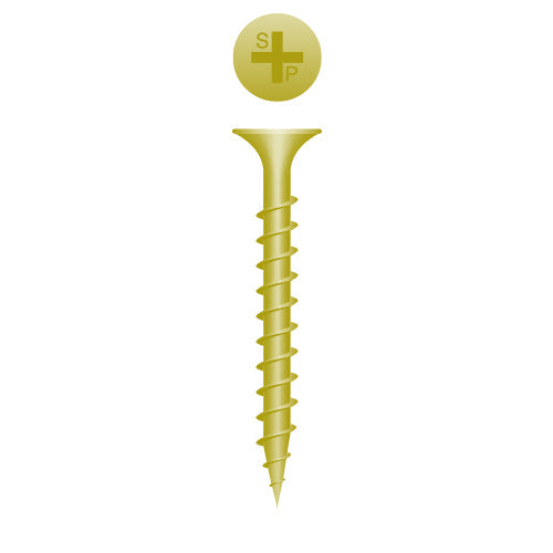 #8 Strong-Point Bugle Head 8 x 3, PH, Coarse, Zinc Yellow
