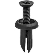 5mmx12mm Black Phillips Screw Type Push-In Retainer w/ Open End, 10mm Head