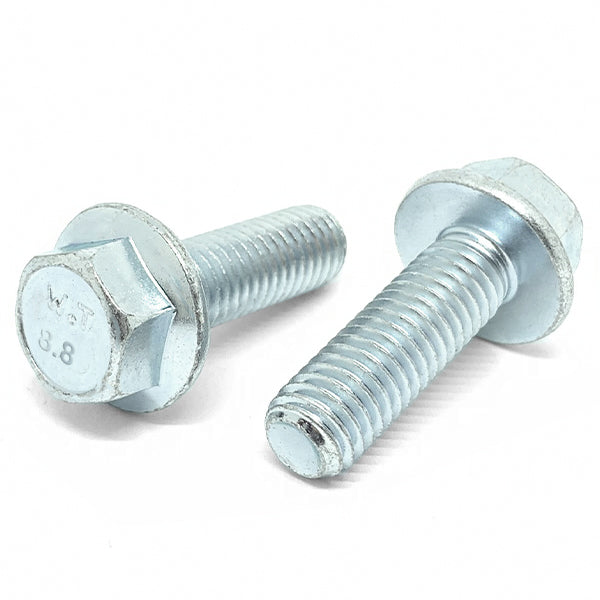 M6-1.0x10 Class 8.8 Hex Flange Bolts Zinc Clear