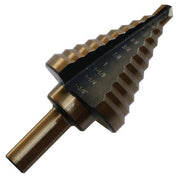 #4 High Speed Steel Black & Gold Round Shank Step Drill Bit, (3/16" - 7/8" by 1/16")