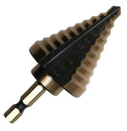 #5 High Speed Steel Black & Gold Quick Change Hex Shank Step Drill Bit, (1/4" - 1-3/8" by 1/8")