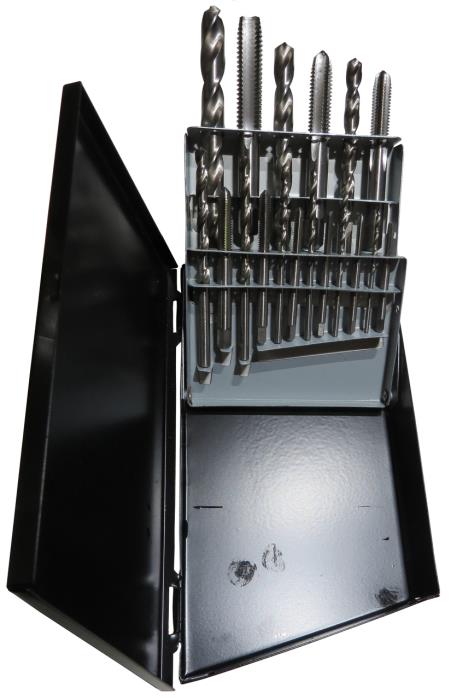 18 Piece Tap and Drill Bit Set #6-1/2 NC in Metal Case