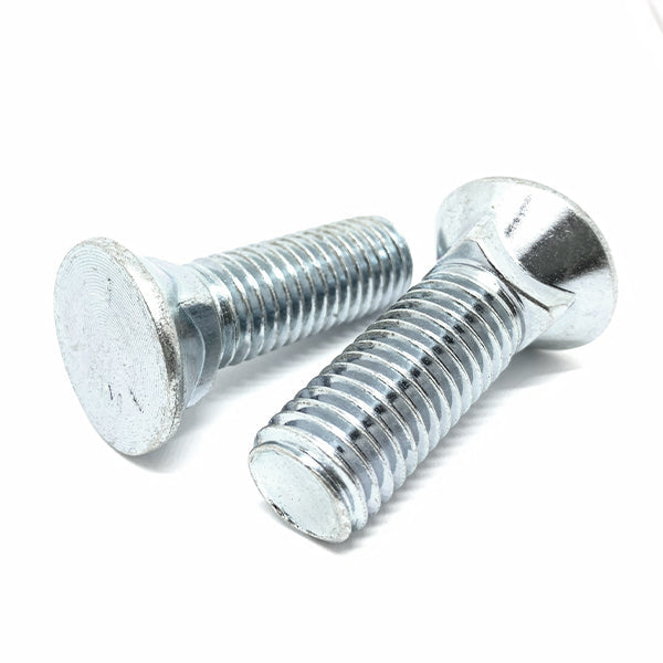 7/16-14x1" #3 Flat Round Head Grade 5 Plow Bolts Zinc