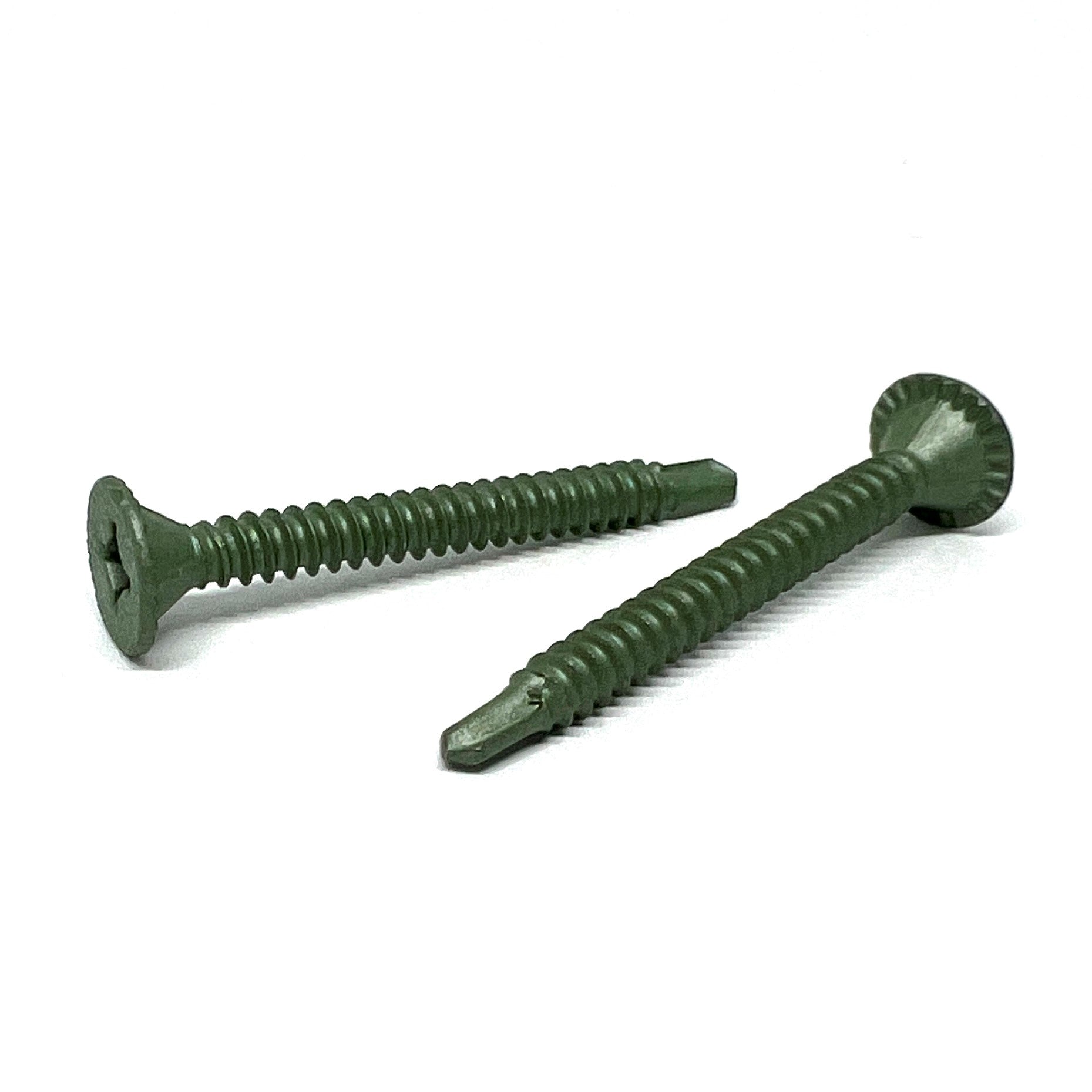 #8x1-1/4" Combo Flat Head Self Drilling Cement Board Screws Zinc Green