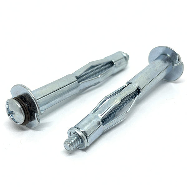 1/4" S x2" Hollow Wall Drywall Anchor Standard Point Steel Zinc Clear