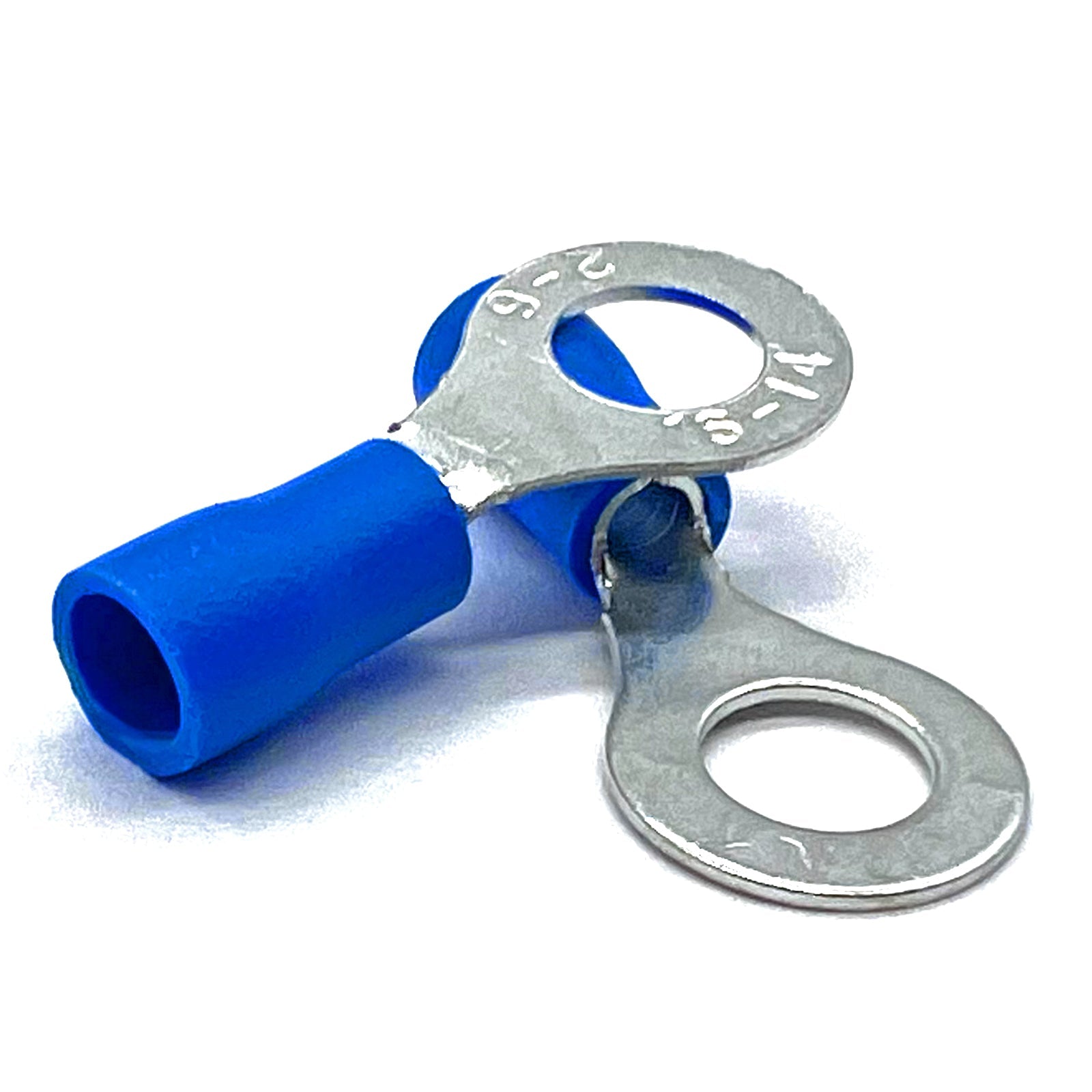 Blue PVC/Vinyl 1/4" Diameter Ring Crimp Connector, AWG 16-14