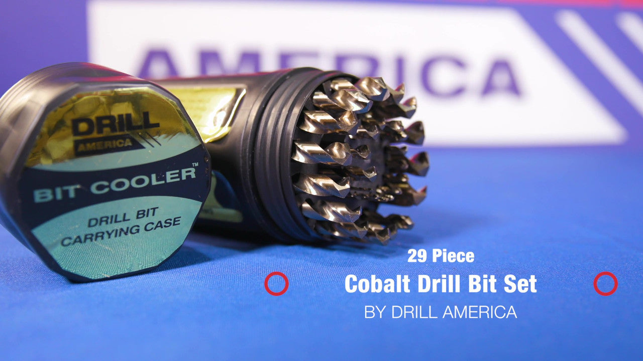29 Piece Cobalt Jobber Length Drill Bit Set, 1/16" - 1/2", Round Bit Cooler Case, D/ACO Series