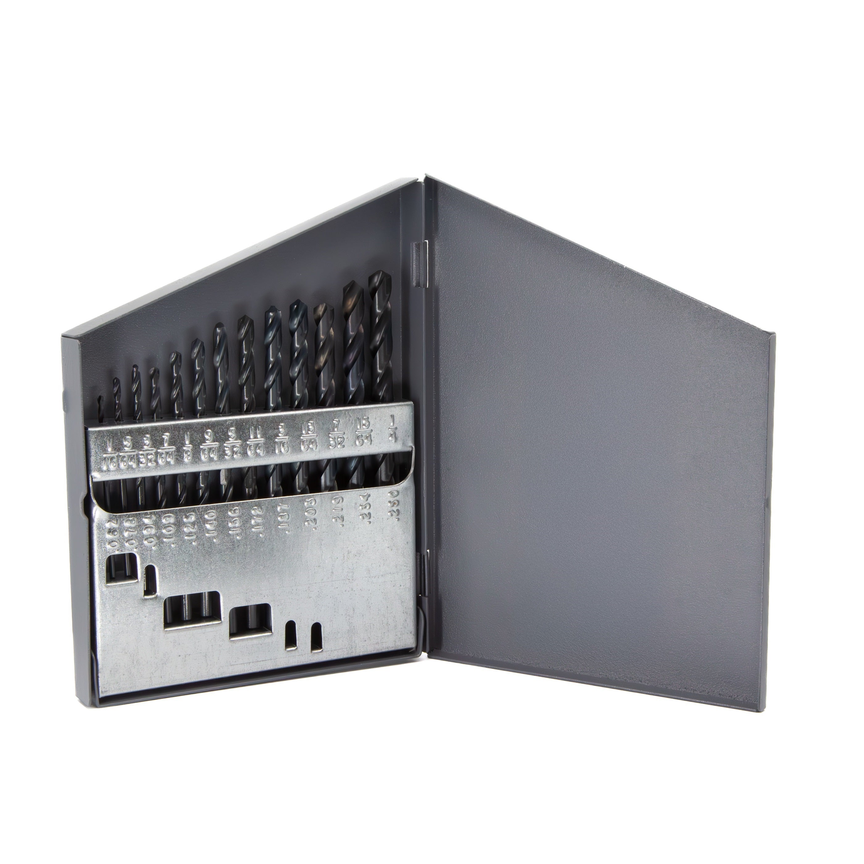 13 Piece HSS Black Oxide Jobber Length Drill Bit Set, DWDN, 1/16" - 1/4"