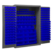 Metal Locking Storage Cabinet with 186 Blue Hook-On-Bins