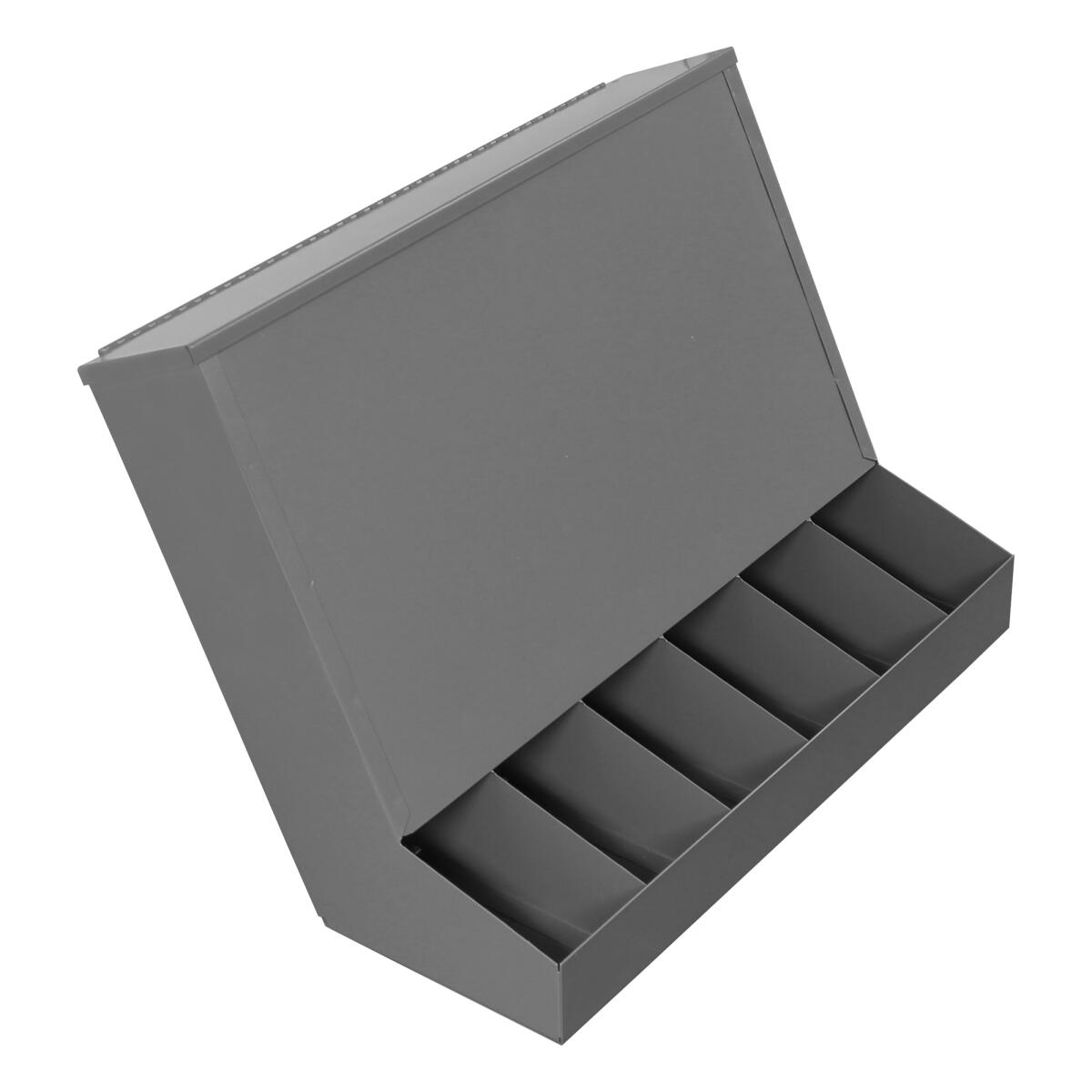 6 Compartment Mountable Metal Gravity Feed Dispenser with Lid