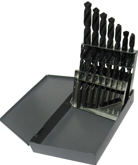 15 Piece Tin Coated Jobber Length Drill Bit Set, 1/16" - 1/2"