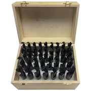 33 Piece HSS Black Oxide Reduced Shank HSS Drill Bit Set, 1/2" - 1", Wood Case