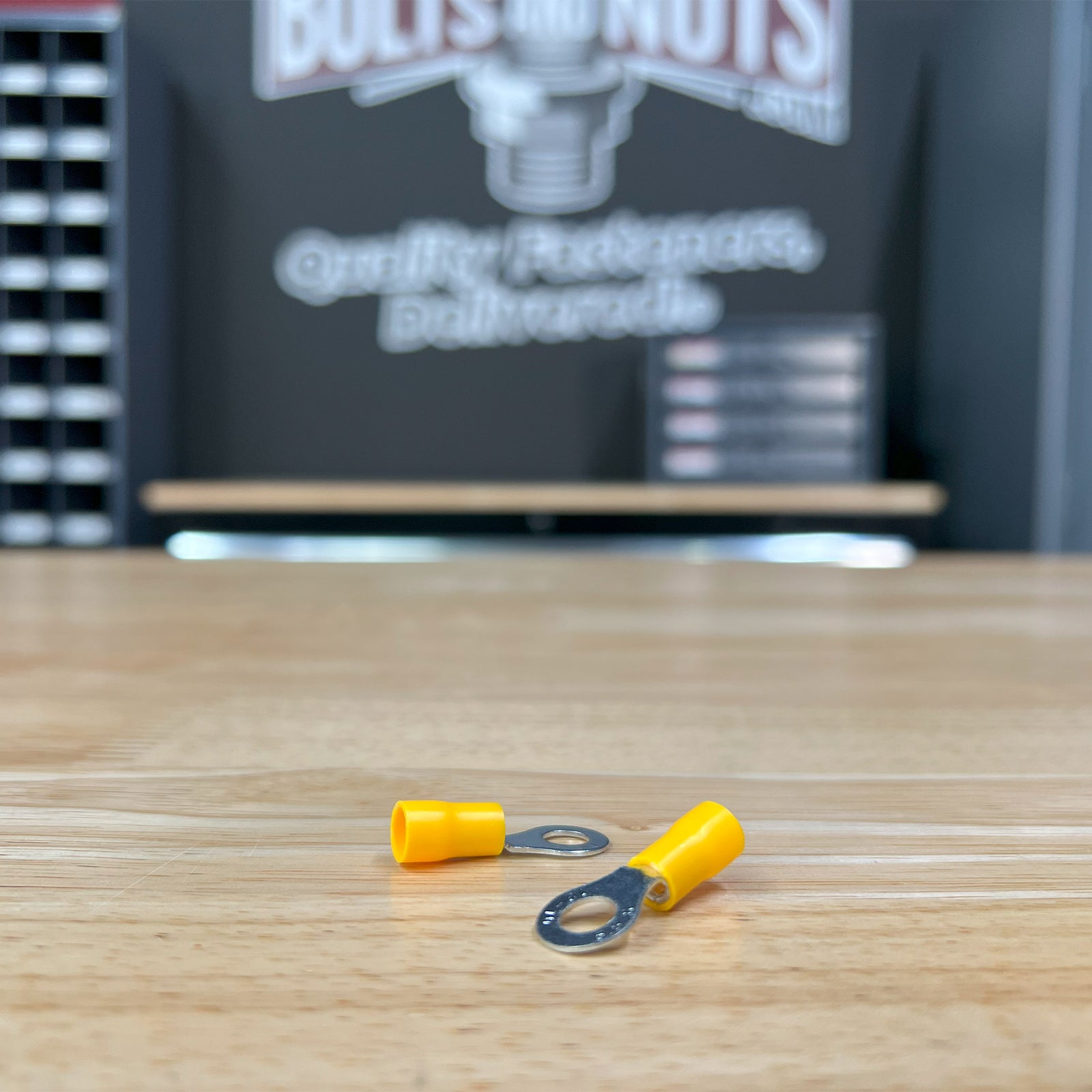 Yellow PVC/Vinyl #10 Diameter Ring Crimp Connector, AWG 12-10