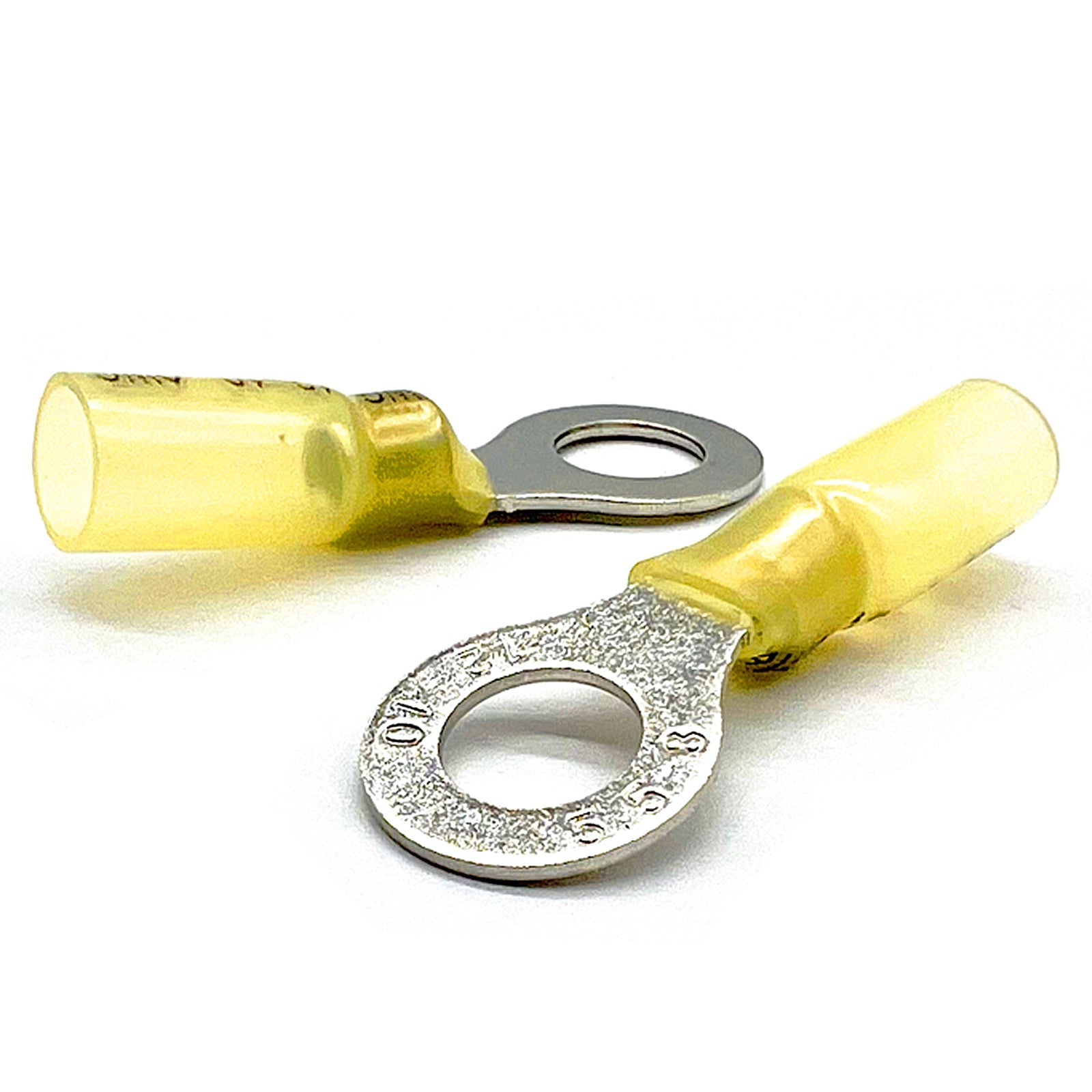 Yellow Heat Shrink Marine Grade #10 Diameter Ring Connectors, AWG 12-10