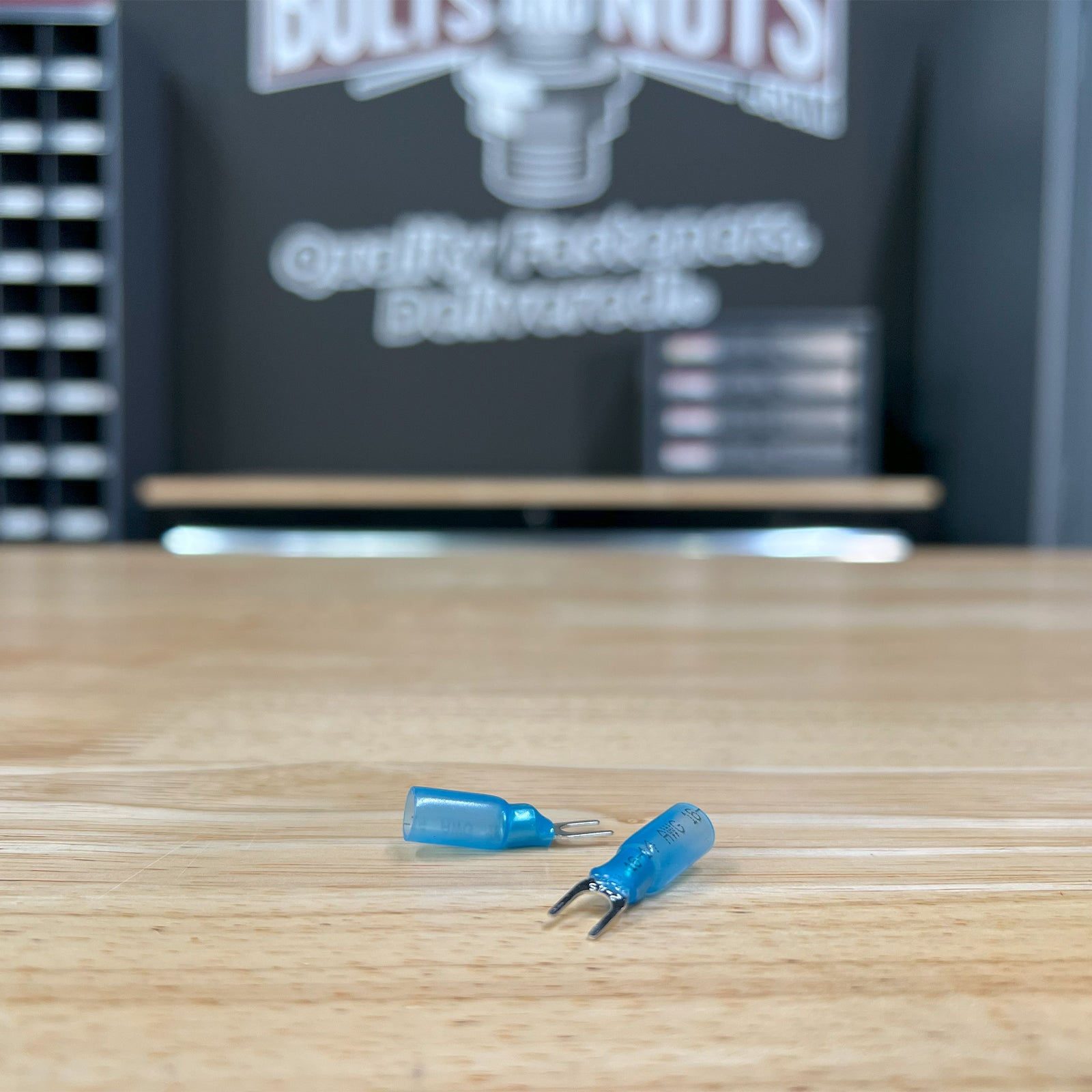 Blue Heat Shrink Marine Grade #8 U-Type Fork Connectors, AWG 16-14