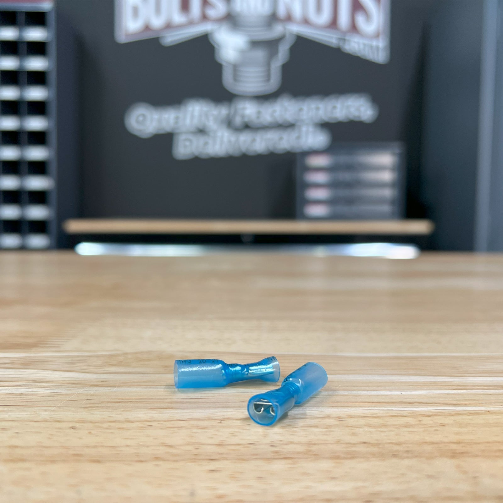 Blue Heat Shrink Female Spade Connectors, AWG 16-14