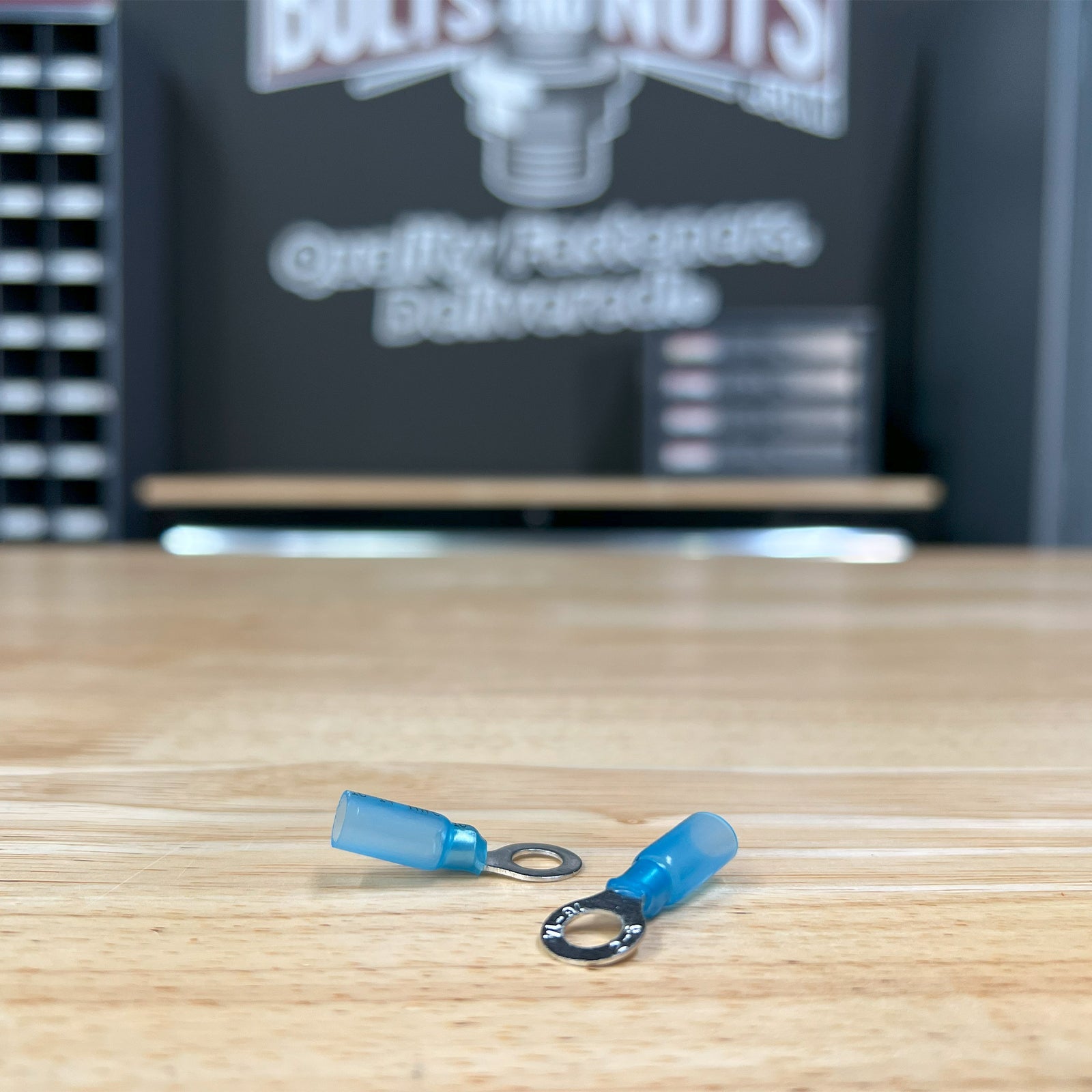Blue Heat Shrink Marine Grade 3/8" Diameter Ring Connectors, AWG 16-14