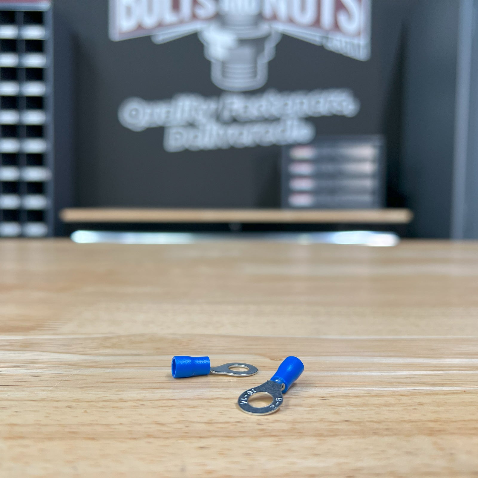 Blue PVC/Vinyl #10 Diameter Ring Crimp Connector, AWG 16-14