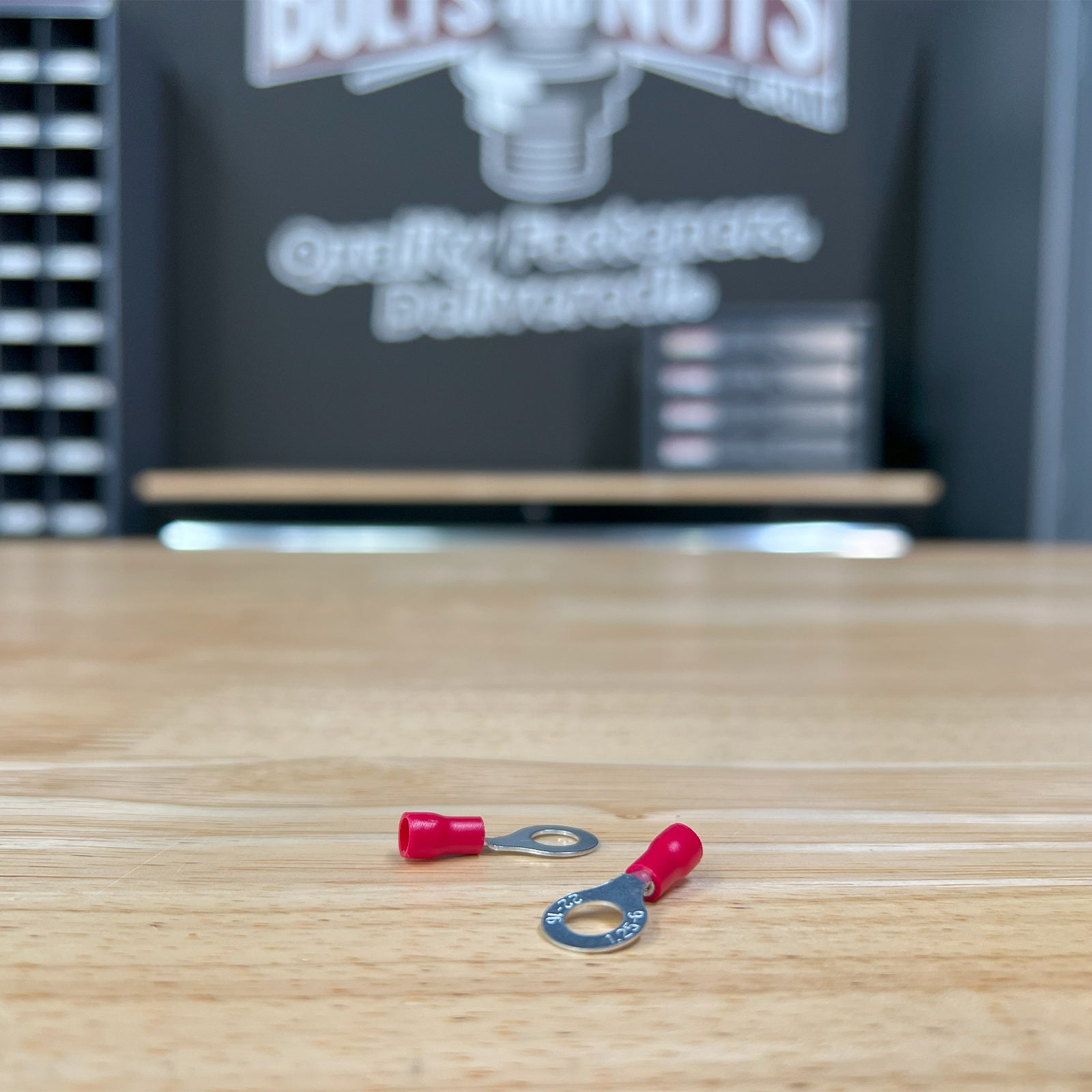Red PVC/Vinyl #10 Diameter Ring Crimp Connector, AWG 22-16