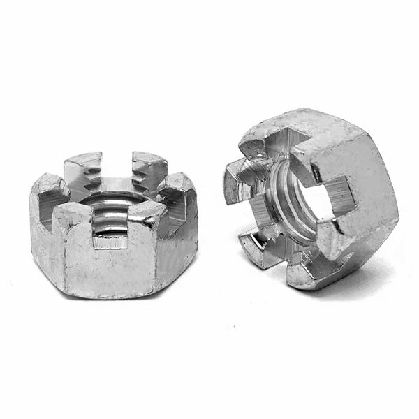 3/8"-24 Steel Slotted Hex Nuts Plain & Oil