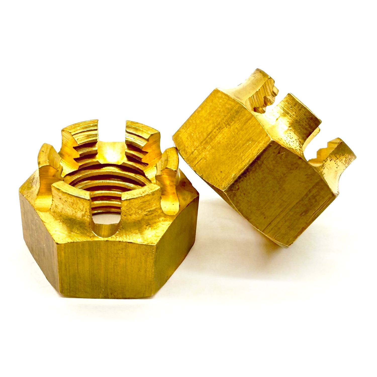 #10-24 Brass Slotted Hex Nuts
