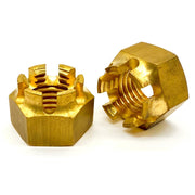 1/4"-20 Brass Slotted Hex Nuts
