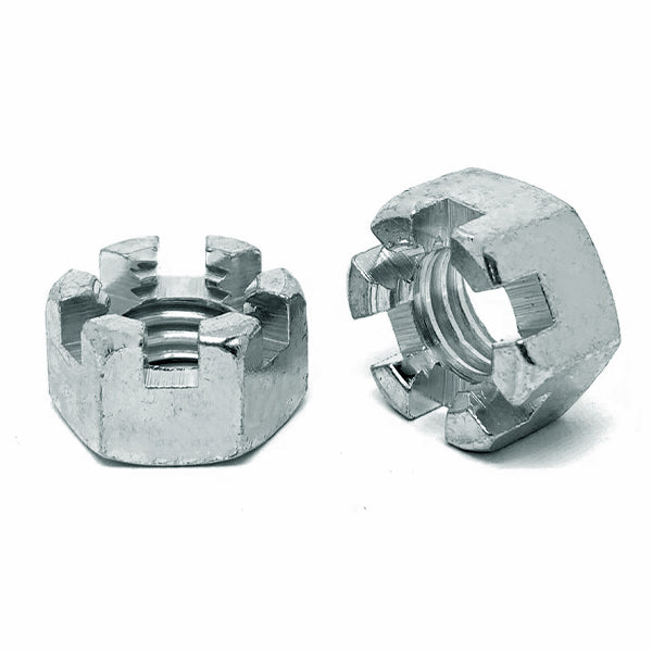 3/8"-24 Slotted Finished Hex Nuts Zinc Clear