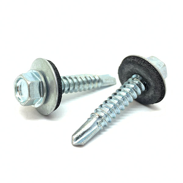 #12-14x1-1/4" 410 Stainless Steel Unslotted Hex Washer Head #3 Point Self Drilling Screws w/ Bonded Washers