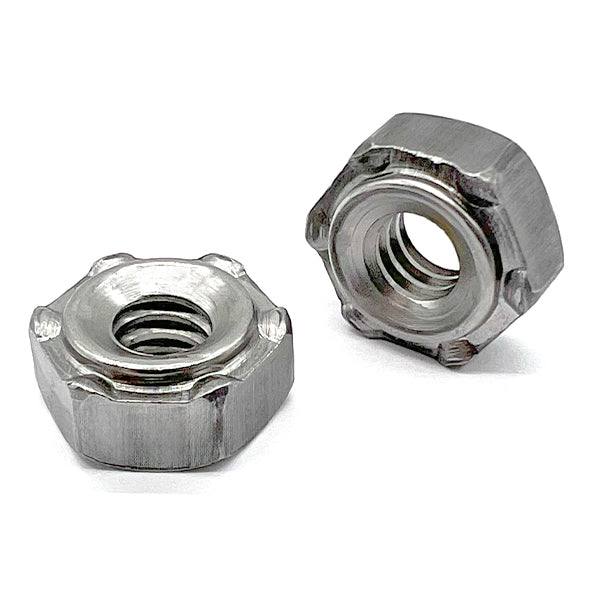 1/4"-20 6 Prong Short Pilot Hex Weld Nuts
