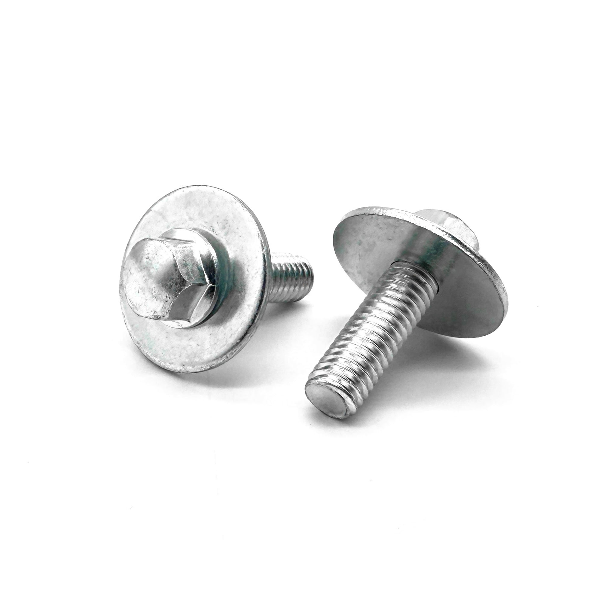 M6-1.0x12 Hex Flange Bolt Smooth Head Free Spin Conical Washer Off Road Moto Hardware Zinc