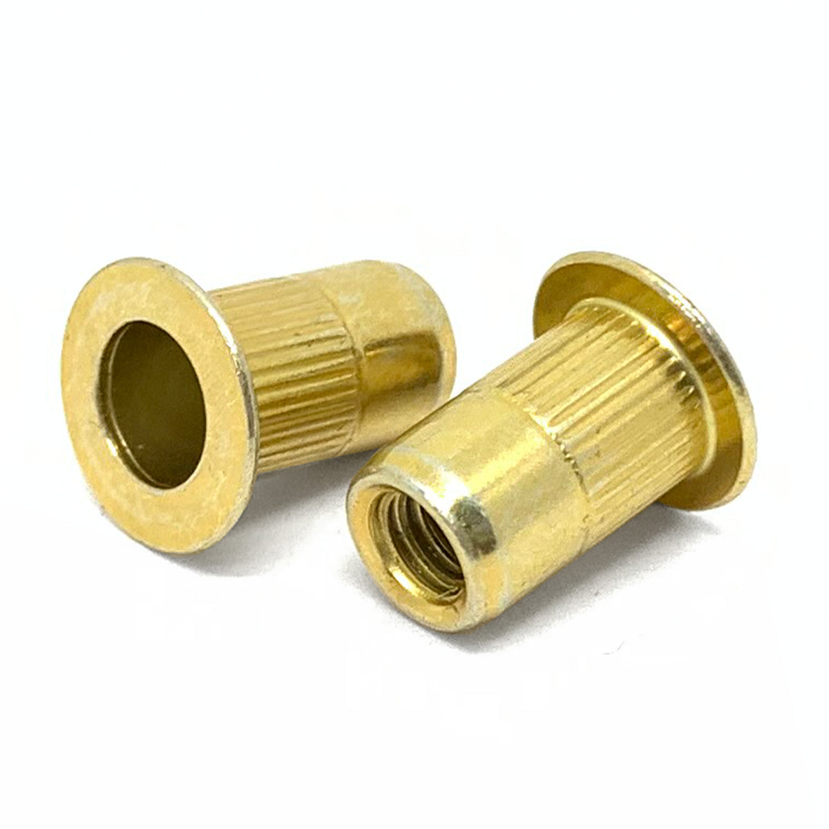 M4-0.7 L (.080-.130) Steel Large Flange Knurled Body Rivet Nut Zinc Yellow