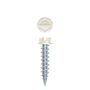 #8 SLT Strong-Point Hex Washer Head Painted White 8 x 3/4, 1/4 A.F., Zinc